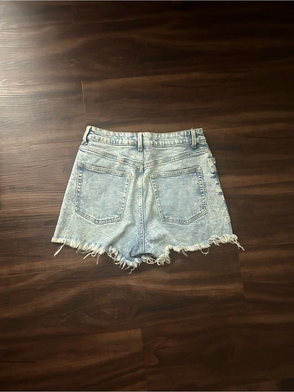 Divided Light Blue Acid Wash Frayed Denim Shorts